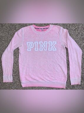 Victoria's Secret PINK Terrycloth Light Pink Crewneck Sweatshirt